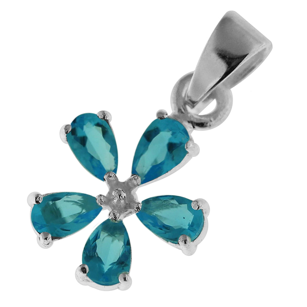 925 Sterling Silver Jeweled Fancy Flower Pendant