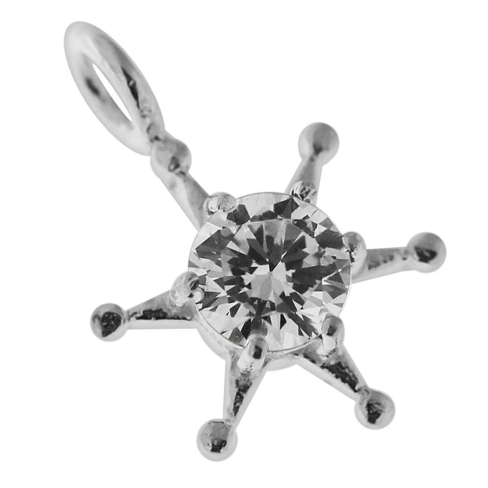 925 Sterling Silver Jeweled Fancy Star Pendant