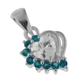 Fancy Jeweled with Heart 925 Sterling Silver Pendant