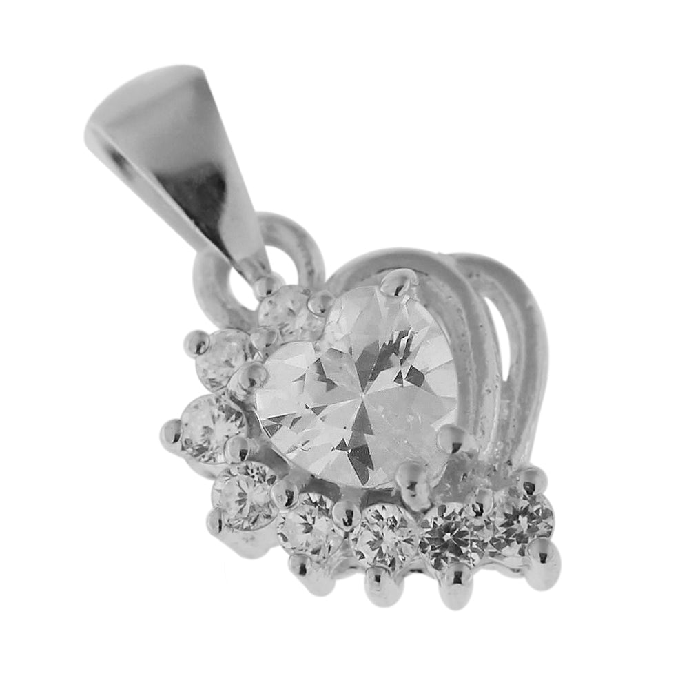 Fancy Jeweled with Heart 925 Sterling Silver Pendant