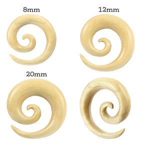 Organic Crocodile Wood Spiral Ear Expander Gauges