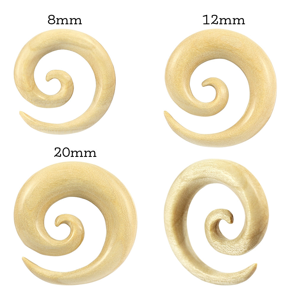 Organic Crocodile Wood Spiral Ear Expander Gauges