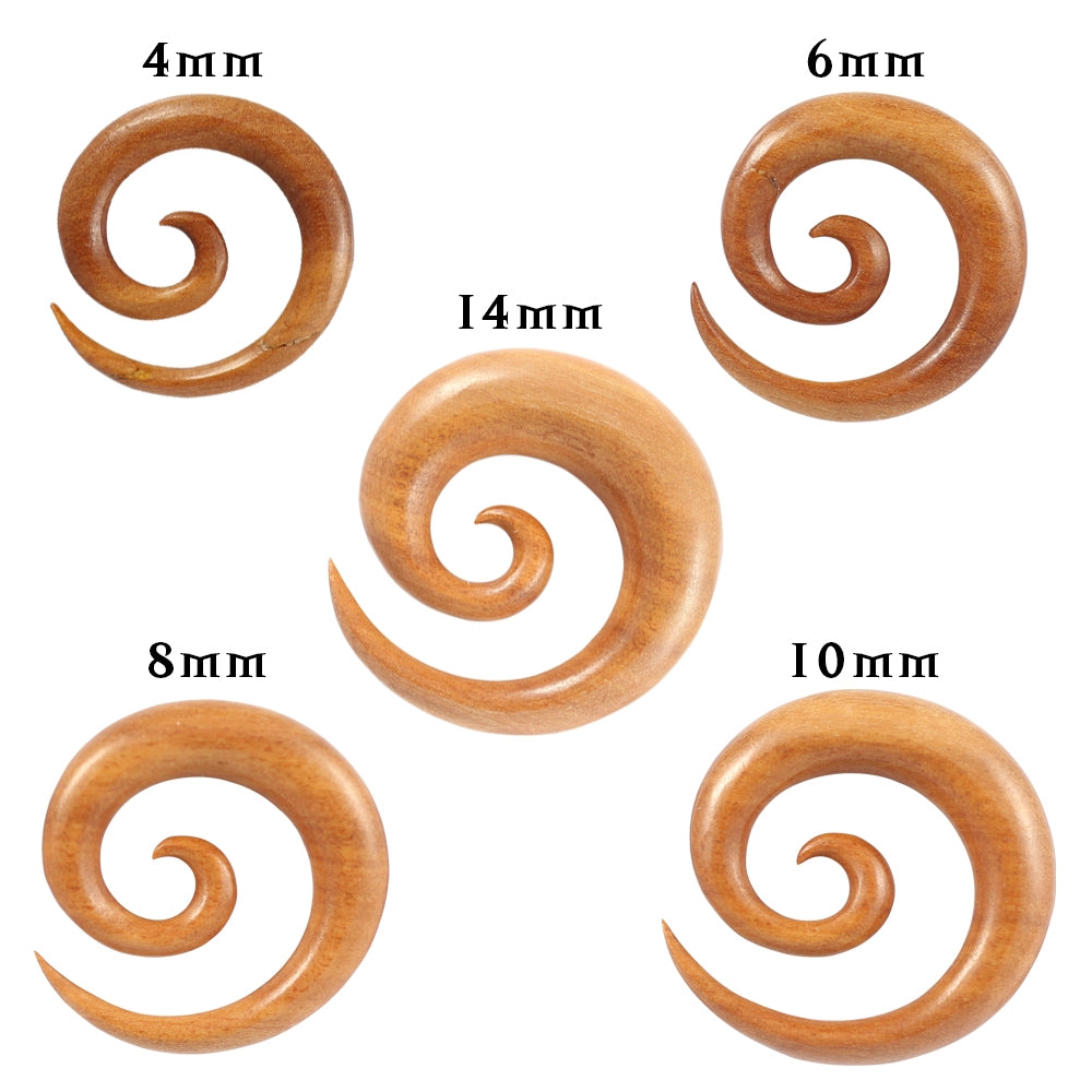 Organic Saba Wood Spiral Ear Expander Gauges