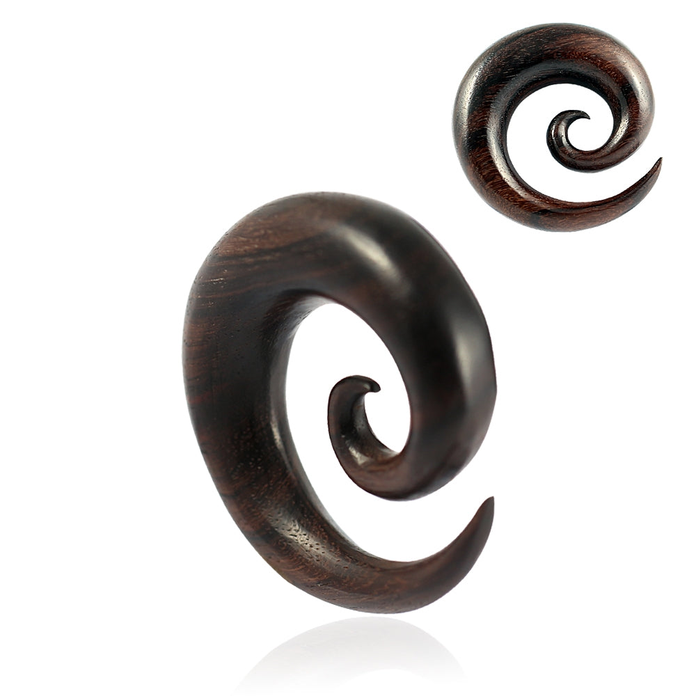 Organic Iron Wood Spiral Ear Expander Gauges