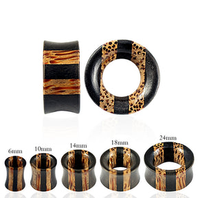 Double Flared Organic Iron and Palm Wood Tunnel Ear Gauges Plug