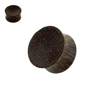 Double Flared Organic Dark Palm Wood Concave Saddle Ear Gauges Plug