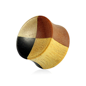 Double Flared Organic Teak, Black Iron, Crocodile and Saba Wood Concave Saddle Ear Gauges Plug