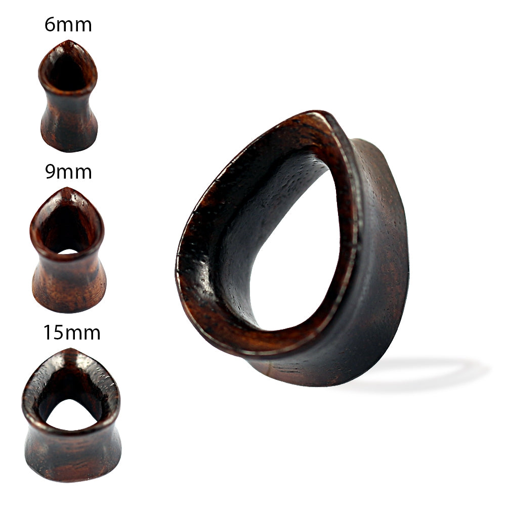 Double Flared Organic Sono Wood Teardrop Tunnel Ear Gauges Plug