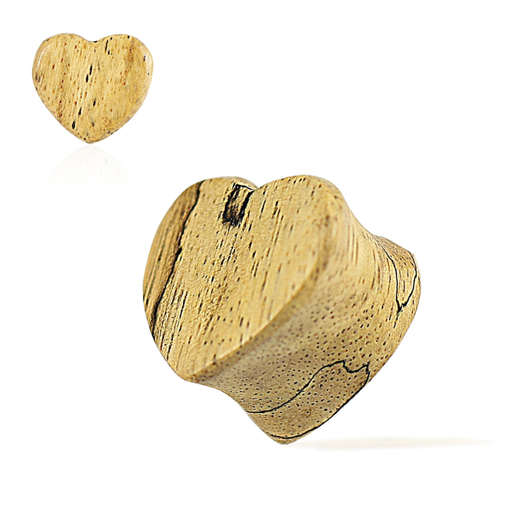 Double Flared Organic Tamarind Wood Heart Shape Saddle Ear Gauges Plug