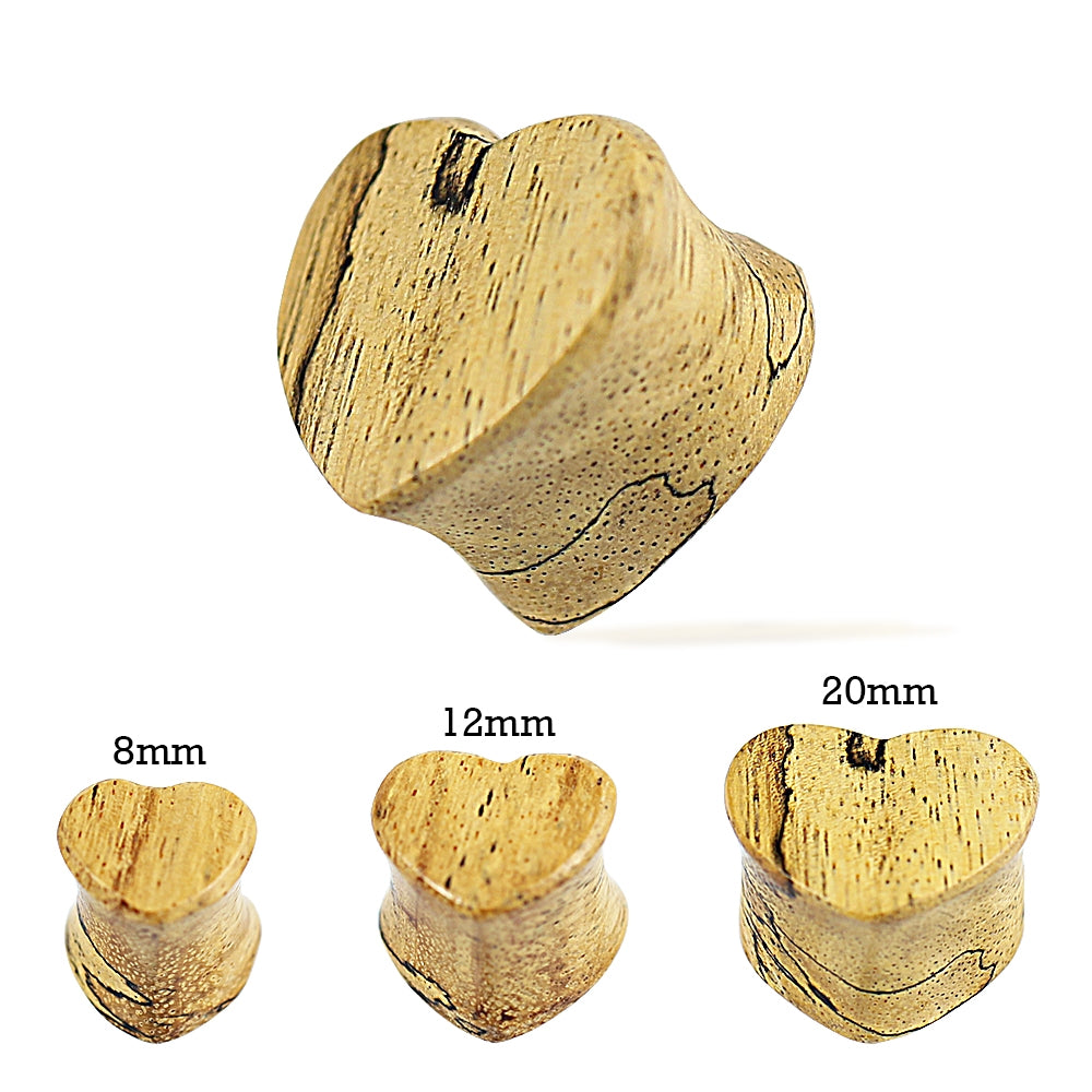 Double Flared Organic Tamarind Wood Heart Shape Saddle Ear Gauges Plug