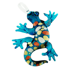 Aqua pebble Gecko Glass Pendant