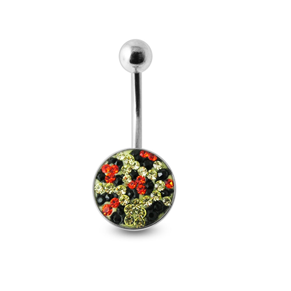 Mix Color Crystal stone Jeweled Design Belly Ring with steel Base SBLY015