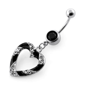 Dangling Multi Jeweled Heart Belly Button Ring