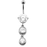 Dangling Bezel Set Round Jeweled Belly Button Ring