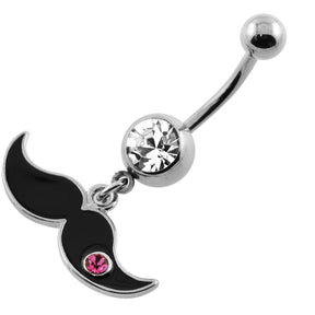 Dangling Multi Jeweled Heart Belly Button Ring