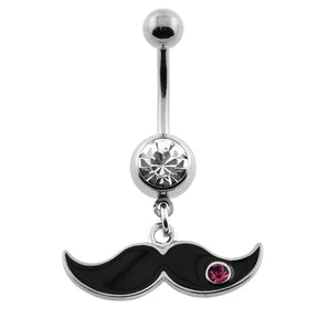 Dangling Mustache Belly Button Ring