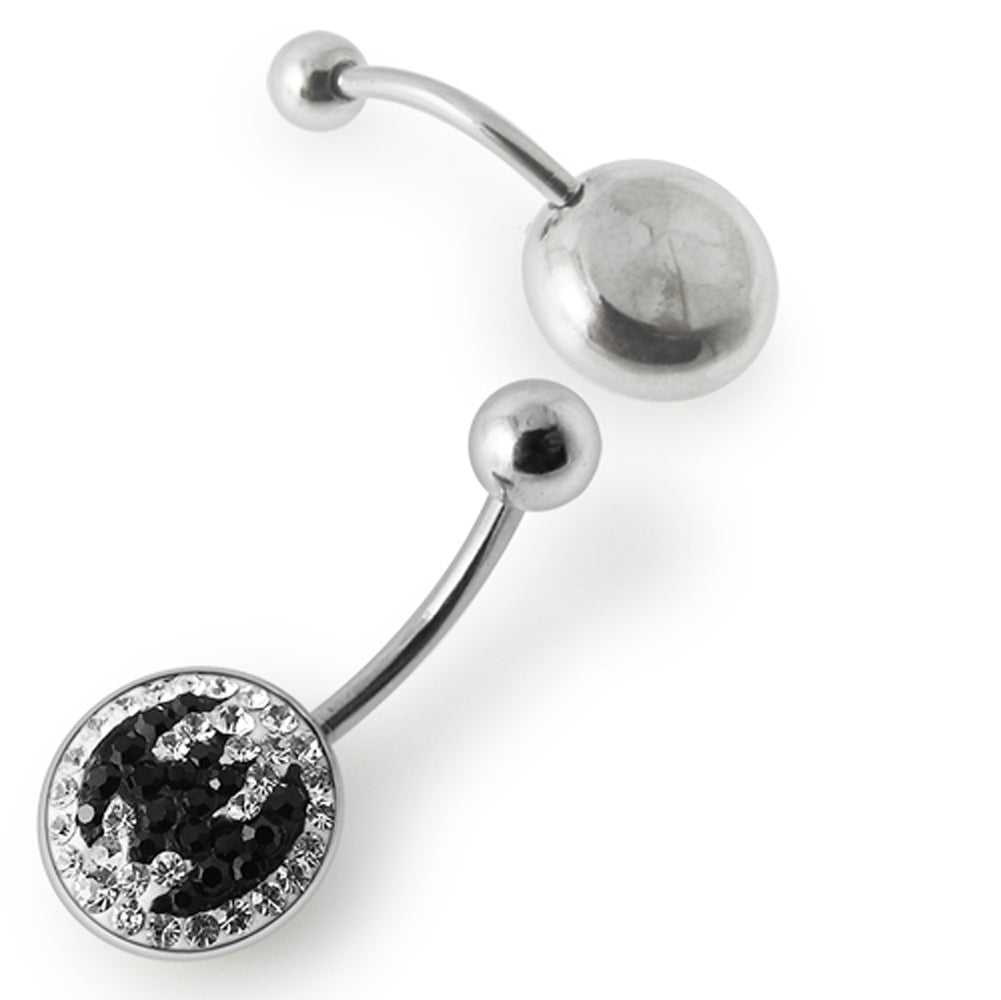 Dangling Multi Jeweled Heart Belly Button Ring