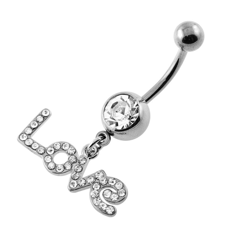 Dangling Jeweled LOVE Navel Belly Ring