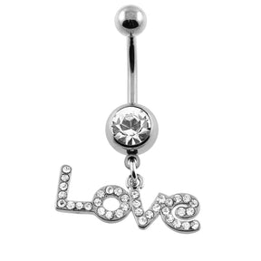 Dangling Jeweled LOVE Navel Belly Ring