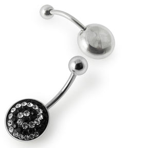 Crystal stone Belly Banana Ring with steel Base