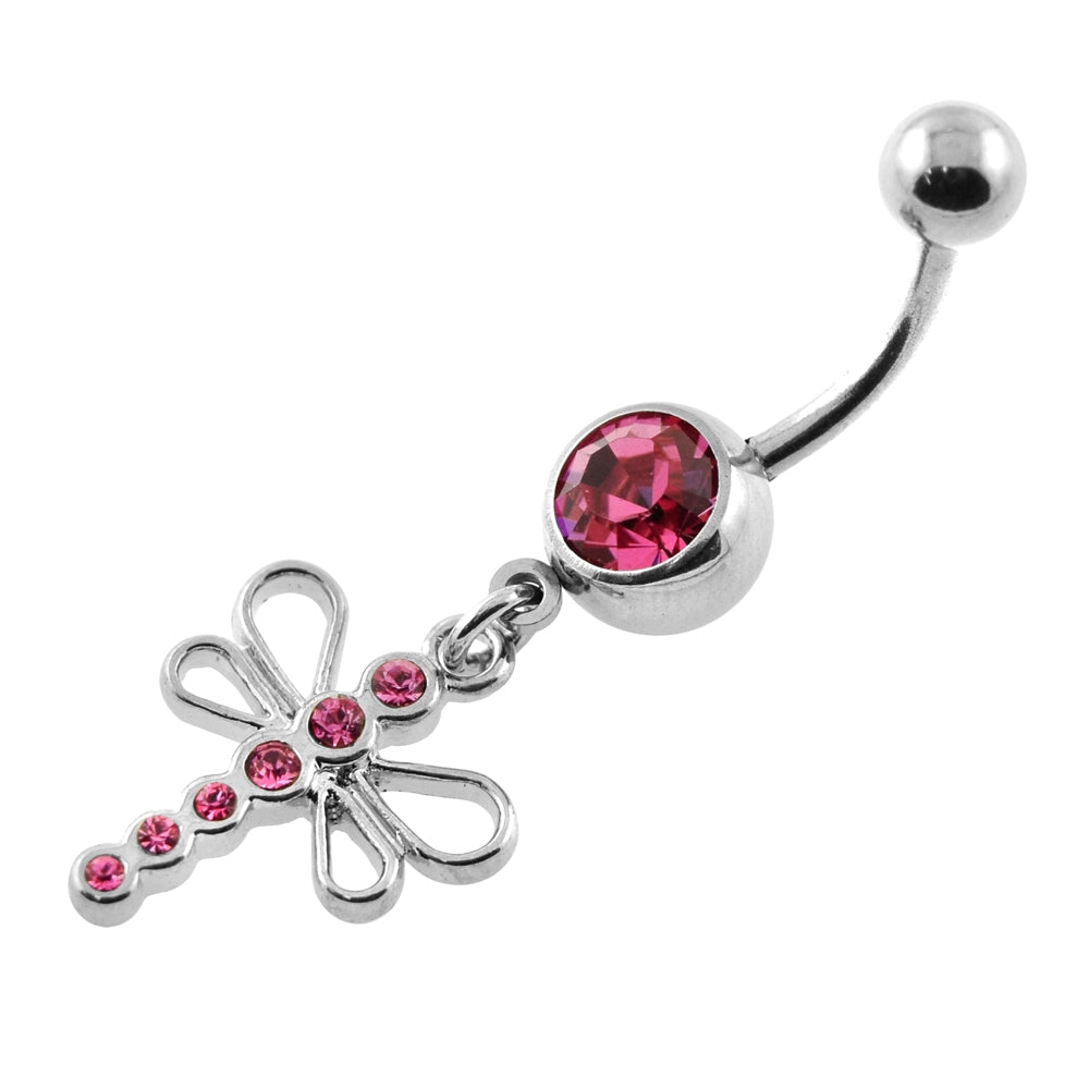 Dangling Jeweled Dragonfly Navel Belly Ring