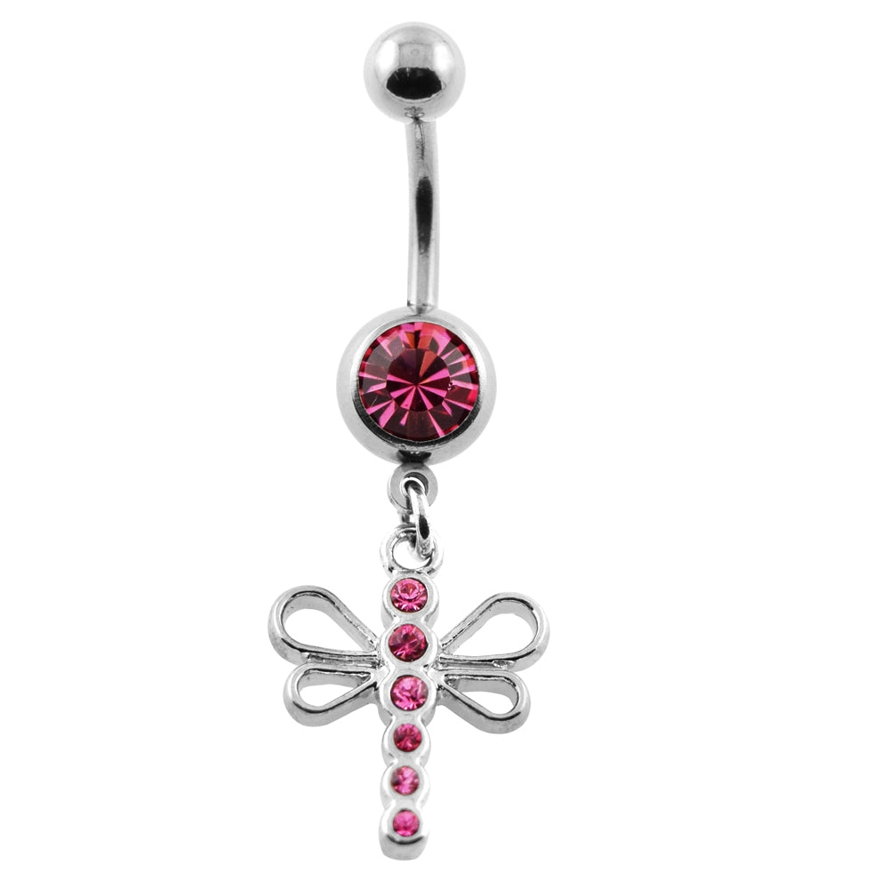 Dangling Jeweled Dragonfly Navel Belly Ring