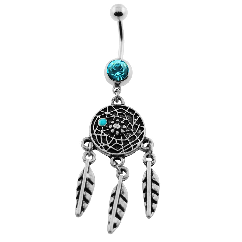 Turquoise Classic Dream Catcher Belly Button Piercing