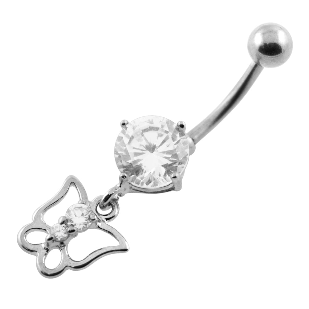 Jeweled Butterfly Cut out Belly Button Piercing