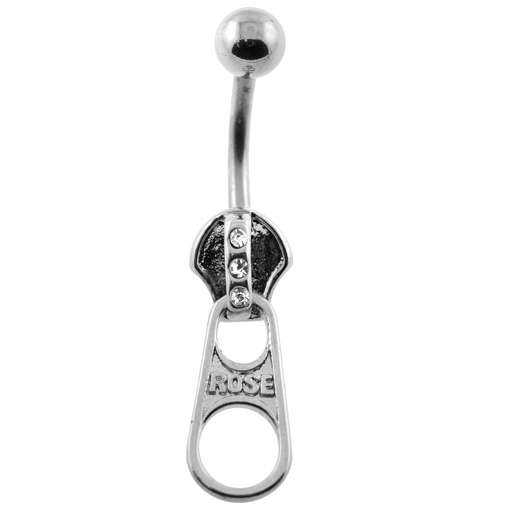 Dangling Jeweled Zipper Navel Belly Ring