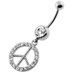 Dangling Jeweled Peace Navel Belly Ring