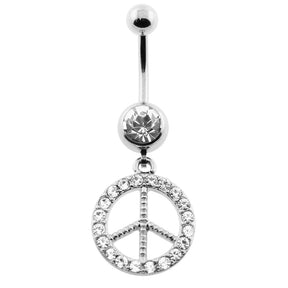 Dangling Jeweled Peace Navel Belly Ring