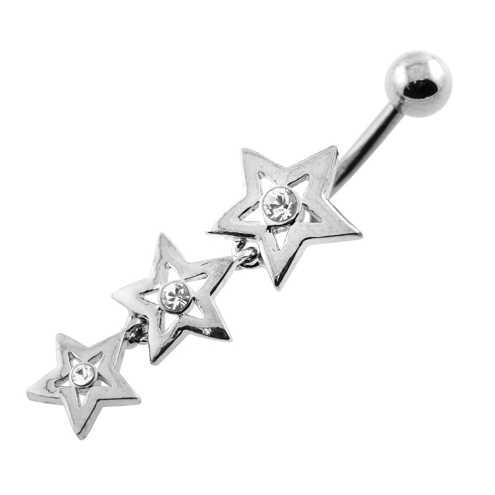 Jeweled Tri Star Belly Button Piercing