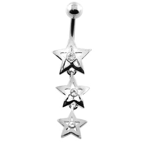 Jeweled Tri Star Belly Button Piercing