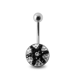 Black And White Crystal stone Star Fish Banana Navel Ring with steel Base