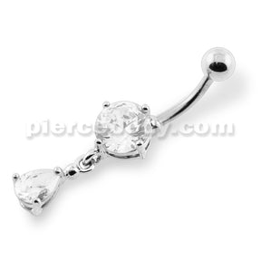 Jeweled Tear Hanging Belly Button Piercing
