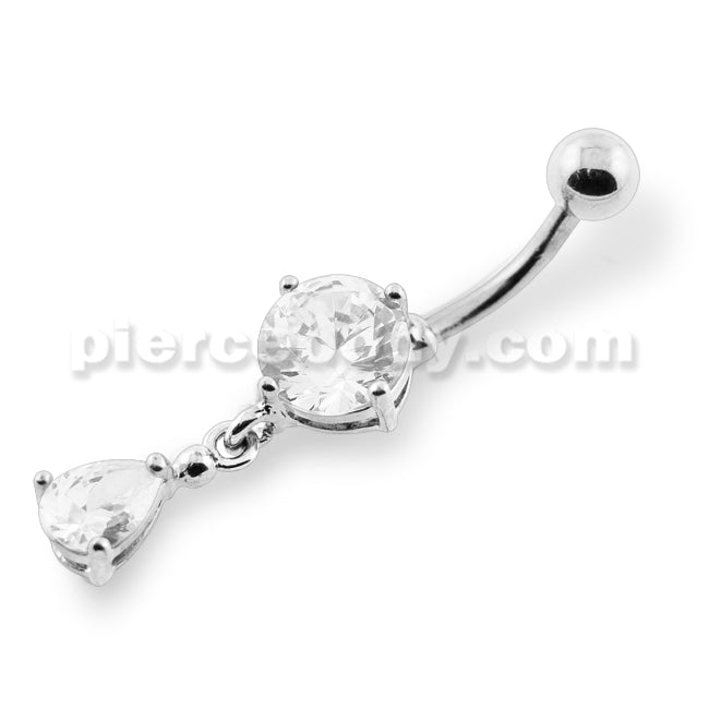 Jeweled Tear Hanging Belly Button Piercing