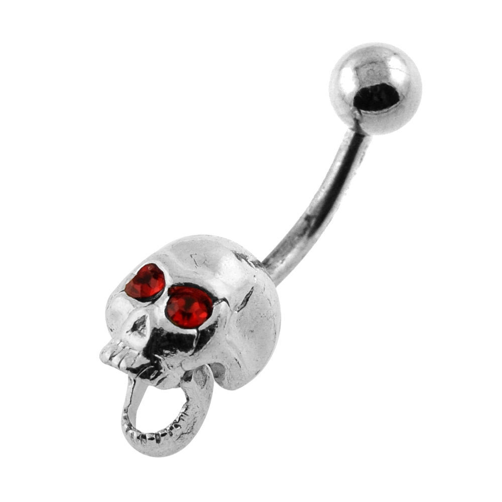 Laughing Red Eye Skull Belly Button Piercing