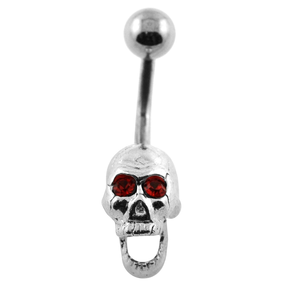 Laughing Red Eye Skull Belly Button Piercing