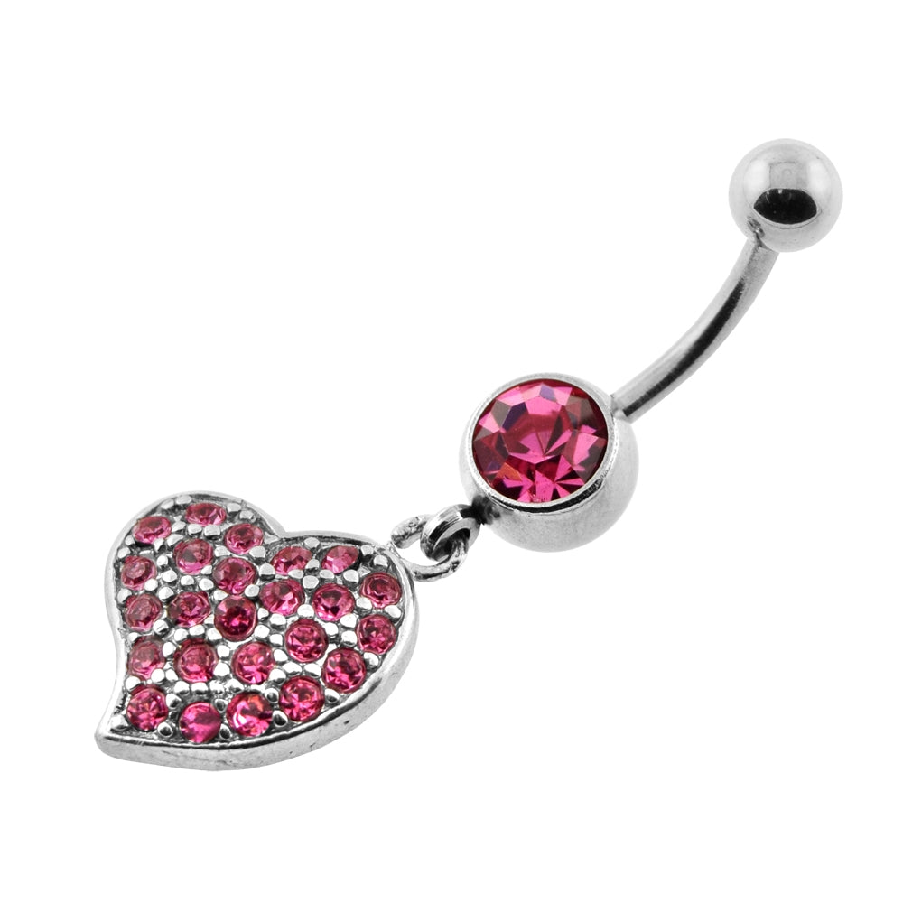 Multi Jeweled Heart Belly Button Piercing