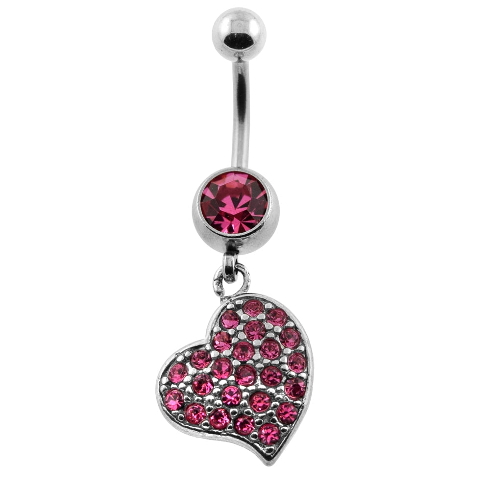 Multi Jeweled Heart Belly Button Piercing