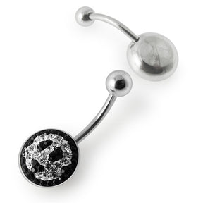 Crystal stone Jeweled Panda Face Banana Belly Ring with steel Base