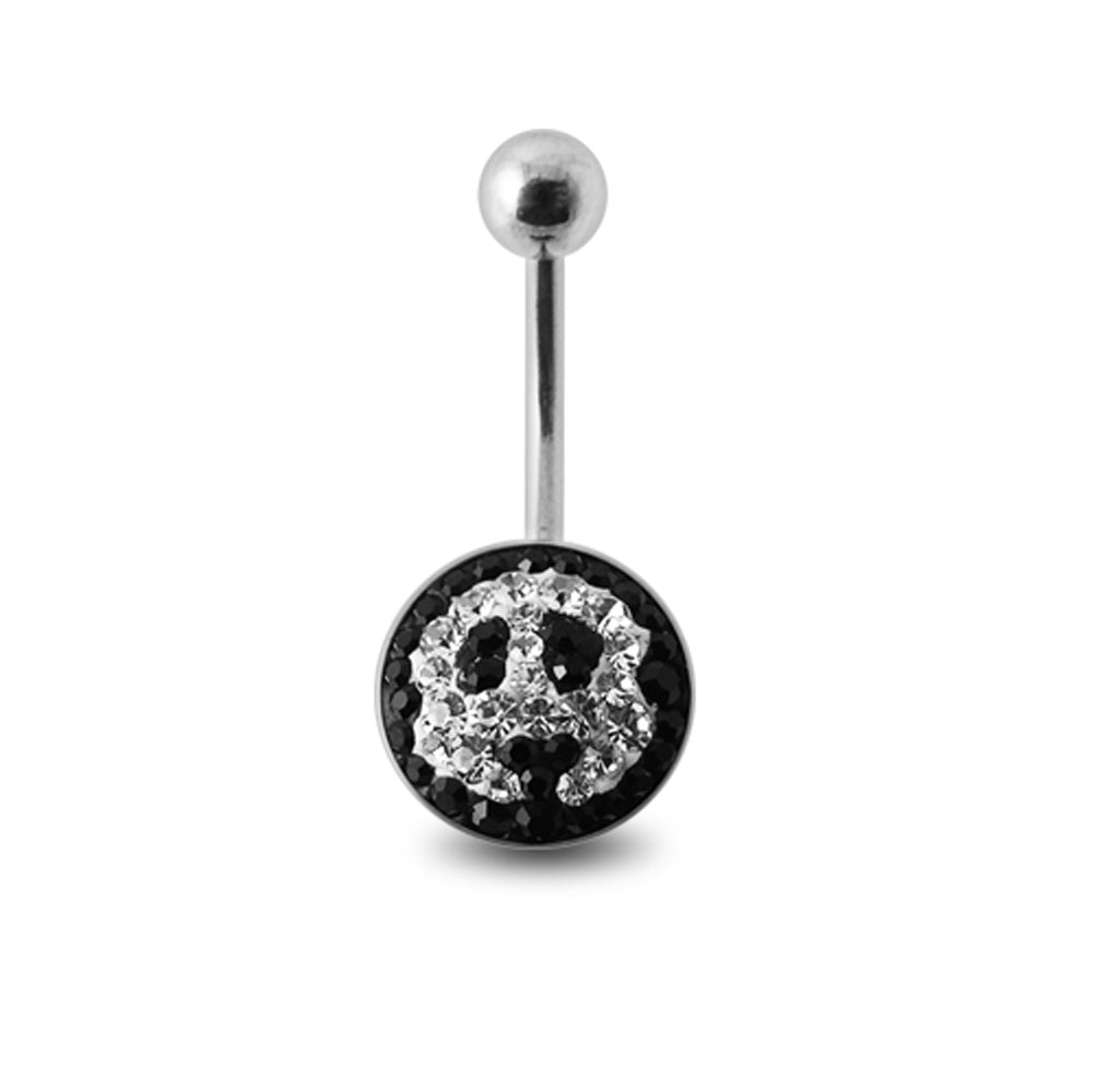 Crystal stone Jeweled Panda Face Banana Belly Ring with steel Base