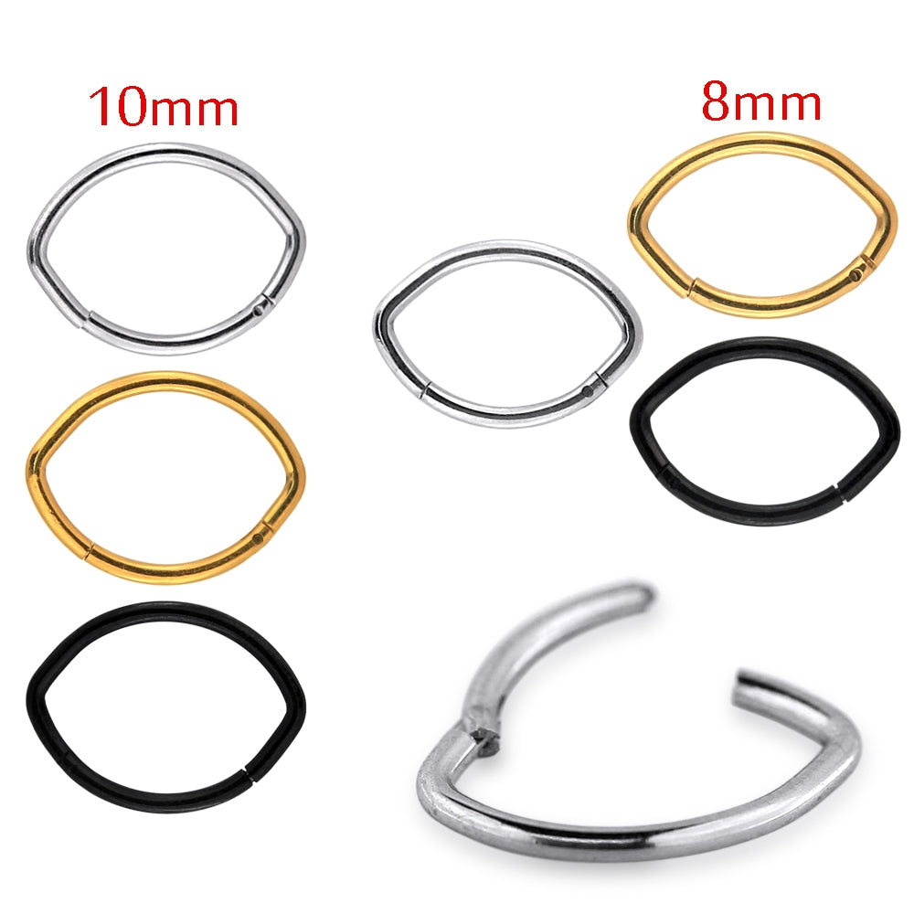 Surgical Steel Oval Shape Classic Hinged Segment Clicker Ring
