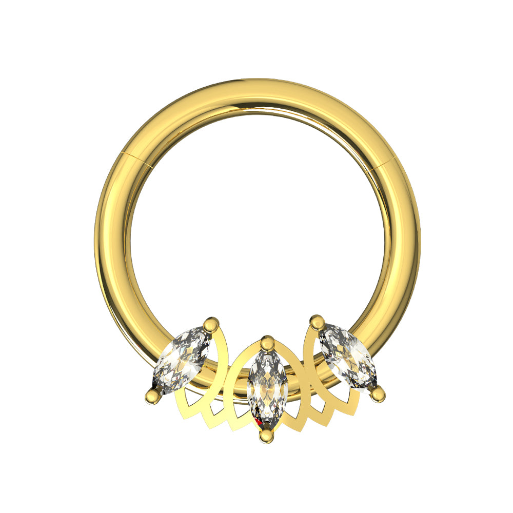 Triple Marquise CZ Stone Segment Clicker Ring