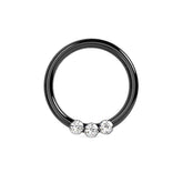 Triple CZ Jeweled Classic Segment Clicker Ring