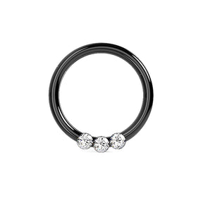 Triple CZ Jeweled Classic Segment Clicker Ring