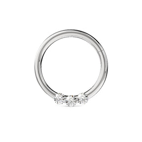 Triple CZ Jeweled Classic Segment Clicker Ring