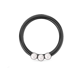 Triple Pearl Jeweled Segment Clicker Ring