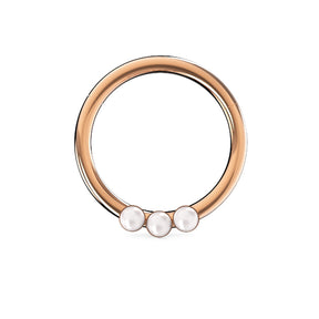 Triple Pearl Jeweled Segment Clicker Ring