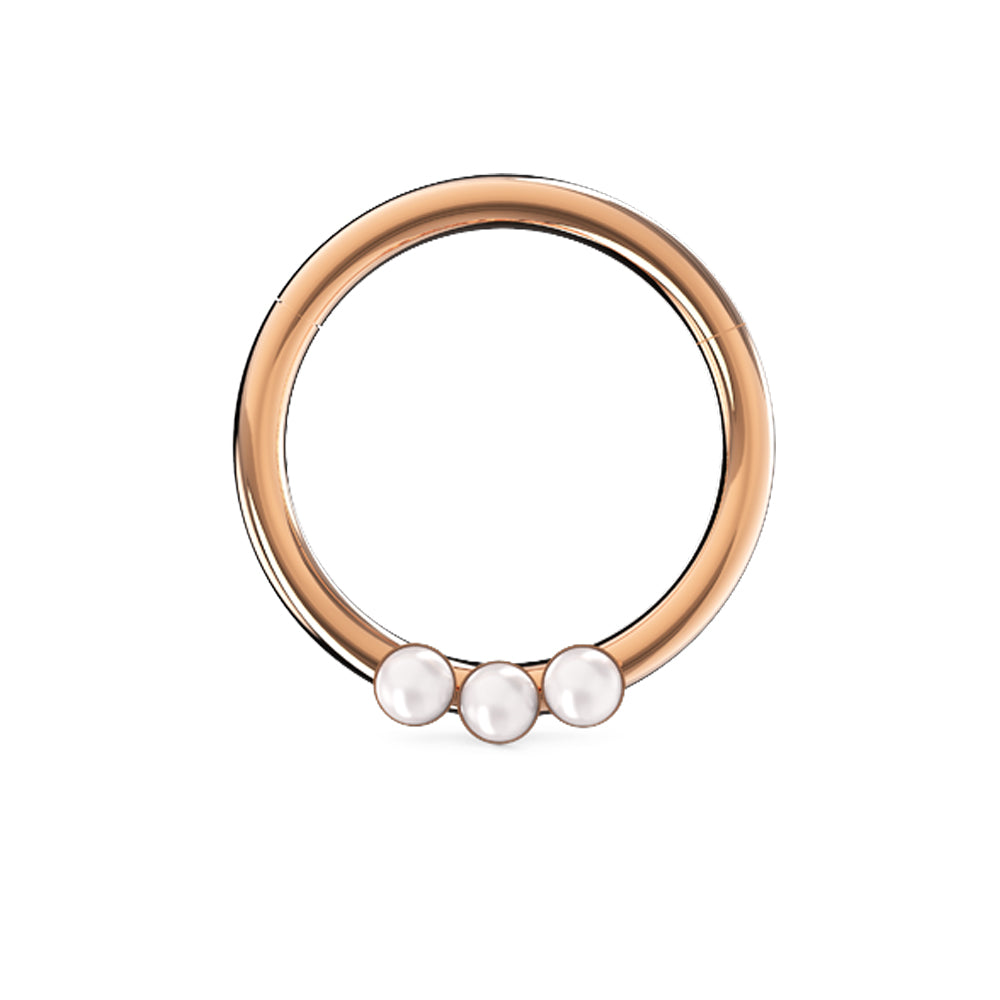 Triple Pearl Jeweled Segment Clicker Ring